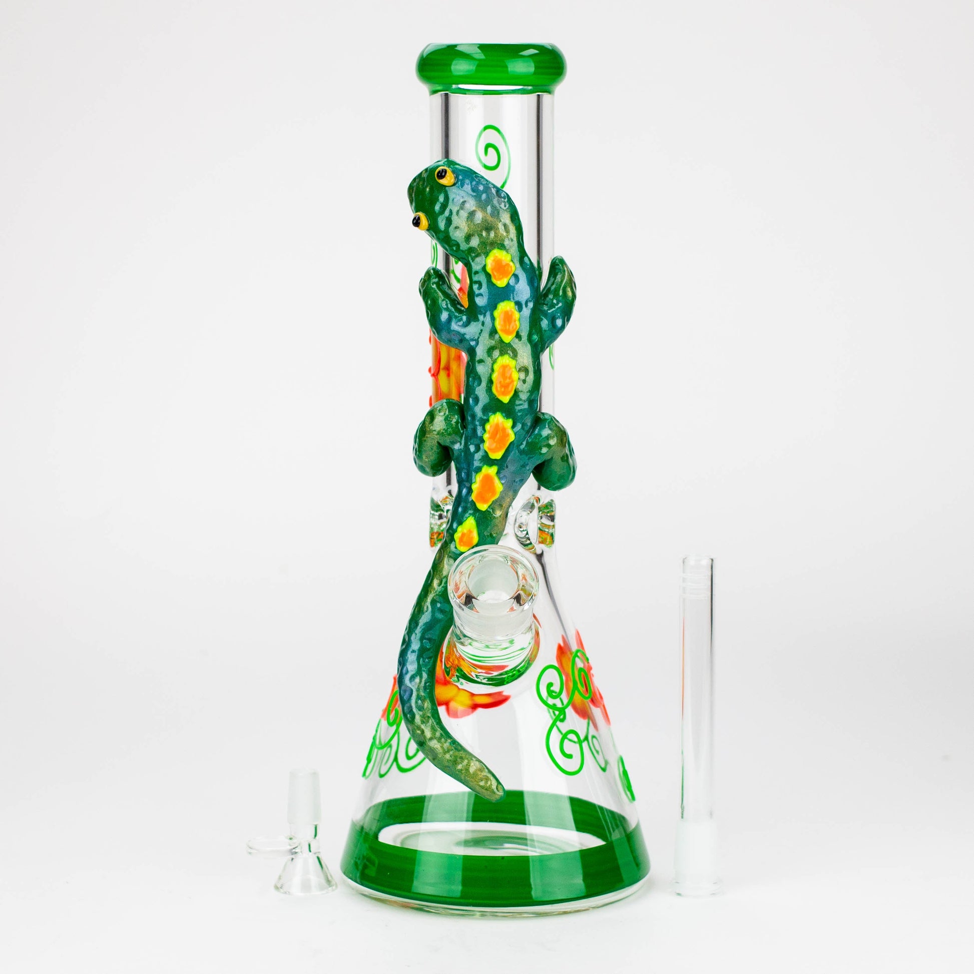 14" Resin 3D Glow in the dark artwork 7mm glass beaker water bong [GB208]_10