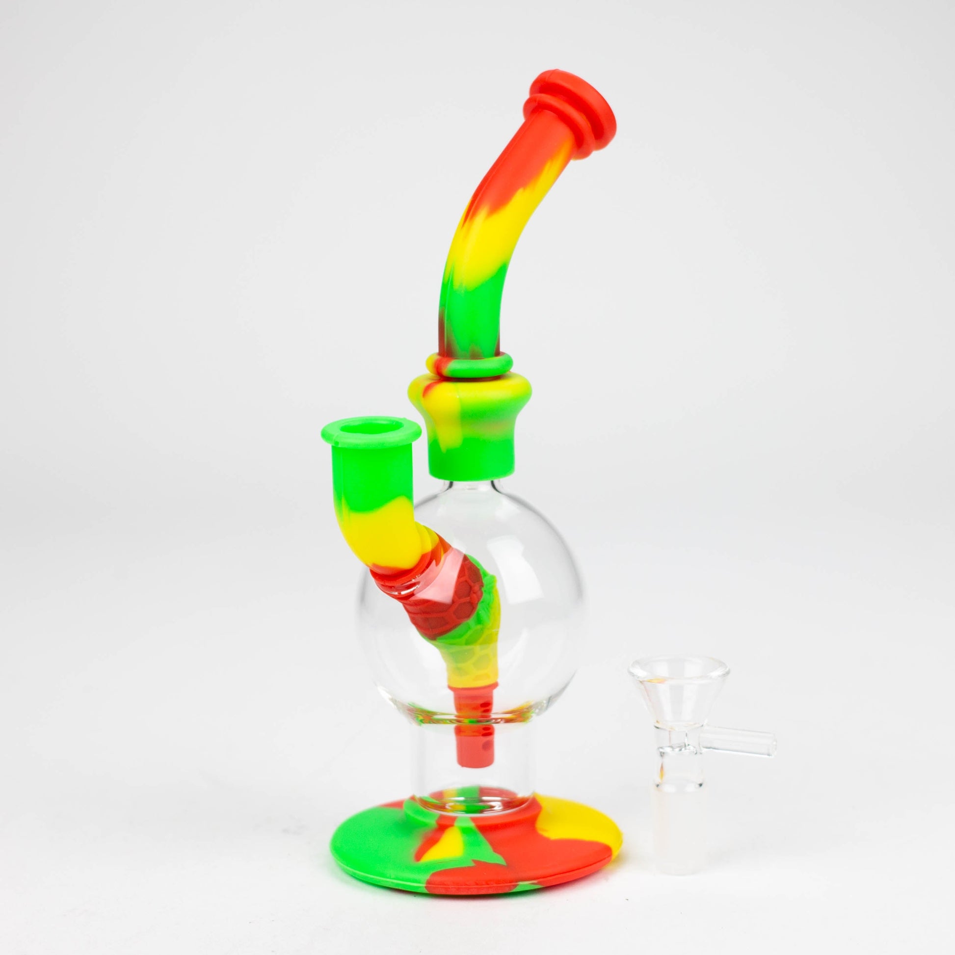 7.8" Silicone+Glass Round bong-Assorted [038B]_6