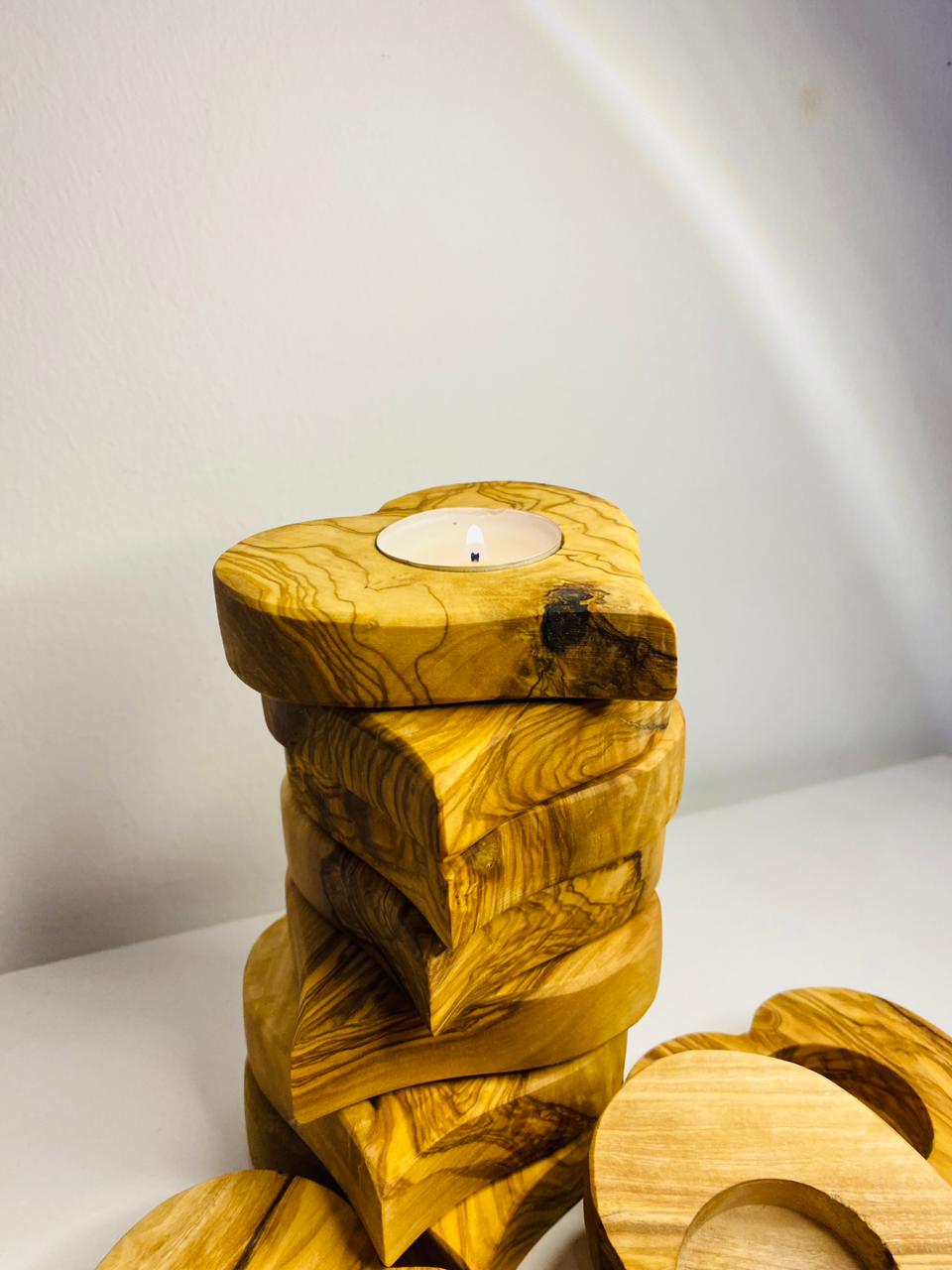 VOW | Olive wood Heart Candle Holder_4