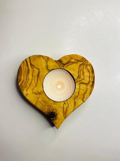 VOW | Olive wood Heart Candle Holder_3