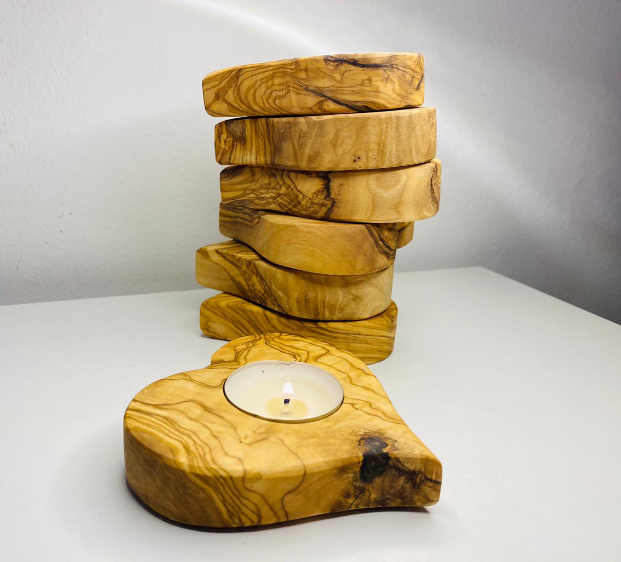 VOW | Olive wood Heart Candle Holder_5