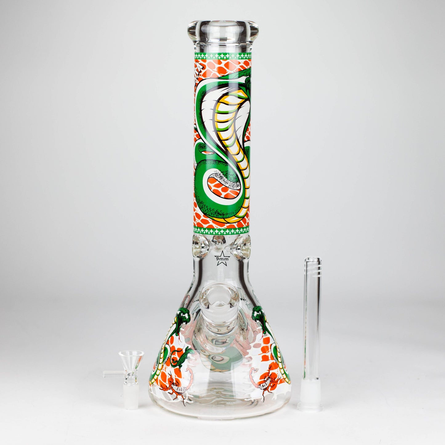 14" Cobra snake Glow 9mm glass bong [PIP868]_5