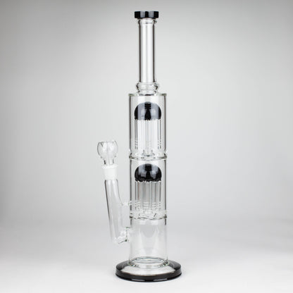 16" Color accented double percolator glass bong_4