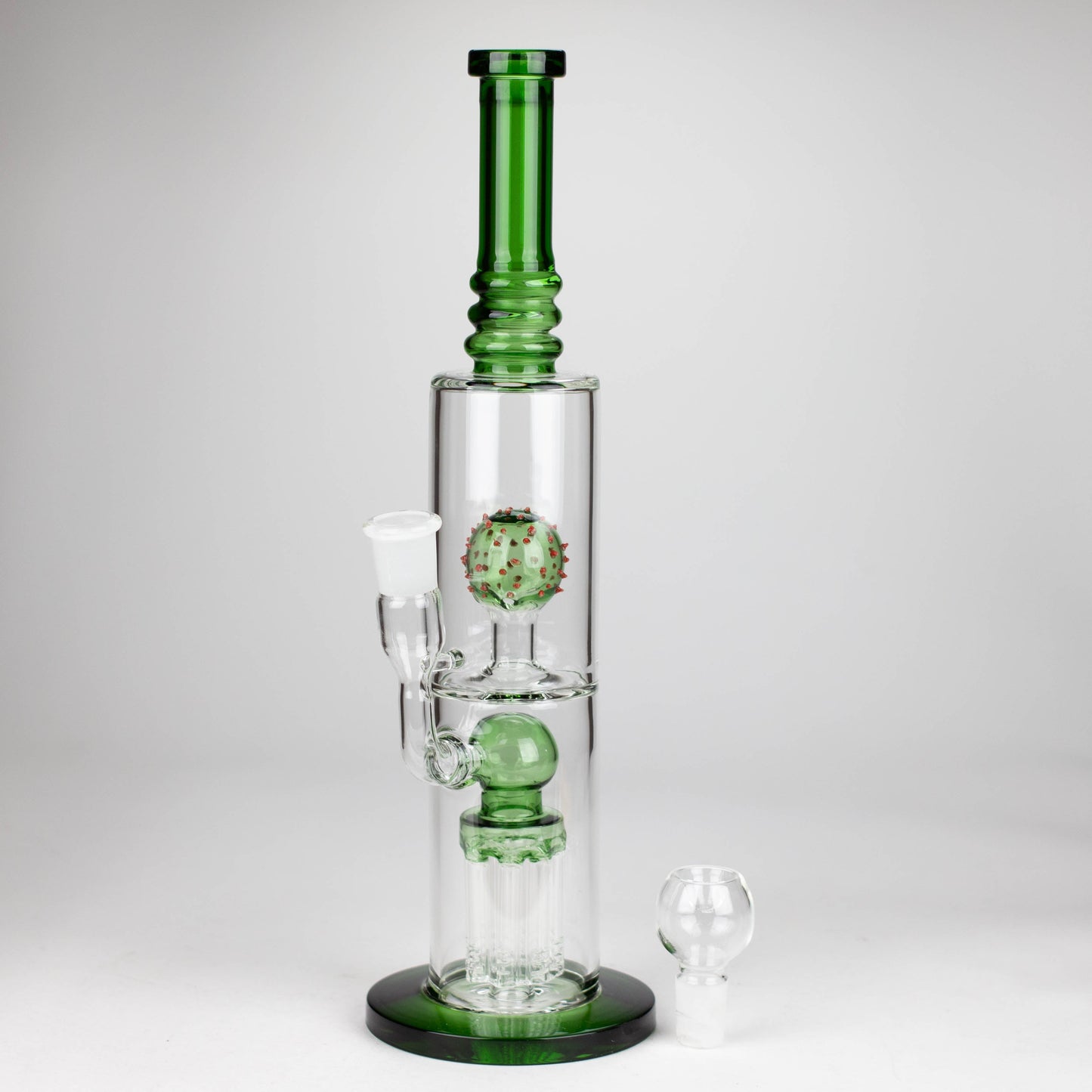 14" Color accented percolator glass bong with ball & Arm diffuser_2