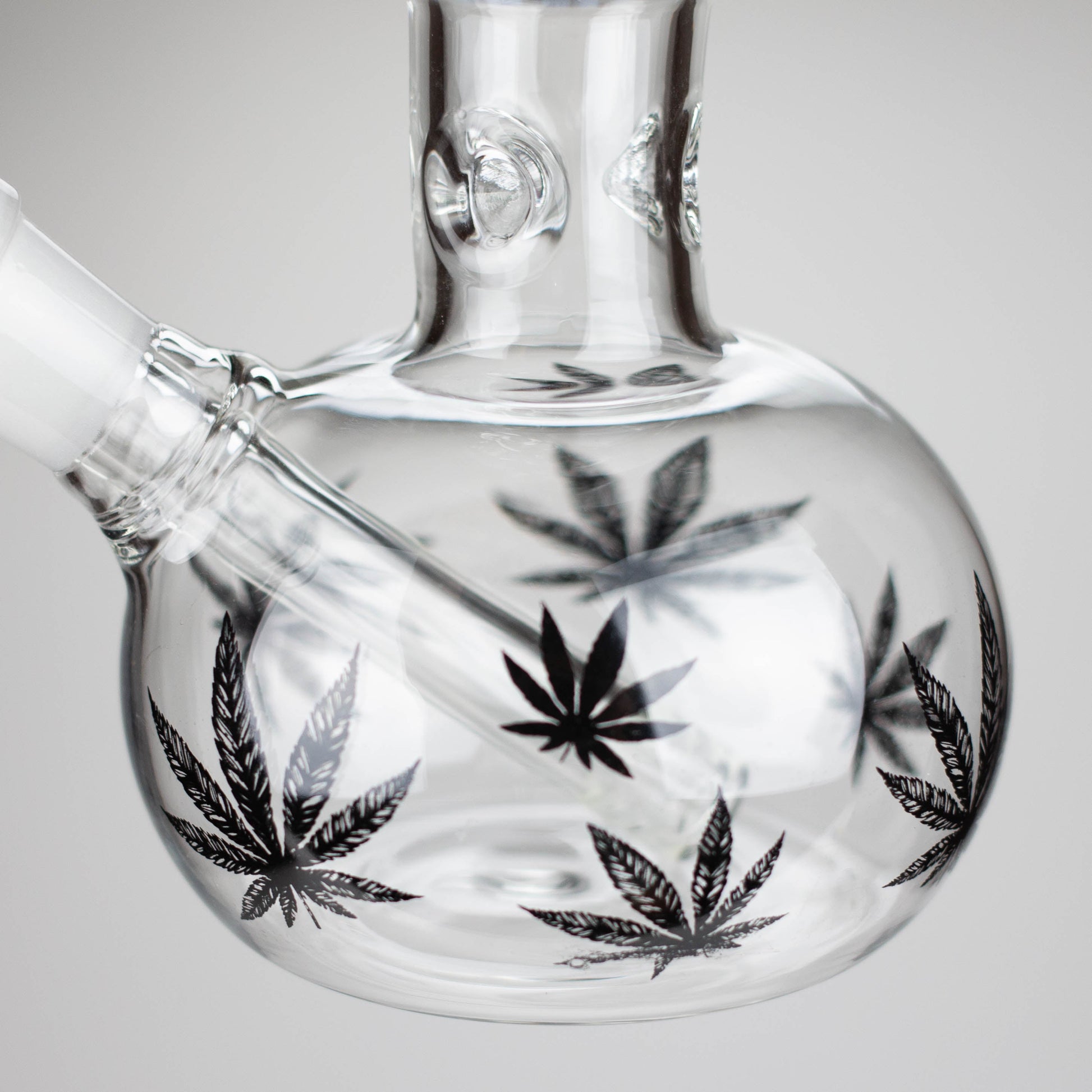 11" Rourd Shape Glass Bong With Leaf Design_2