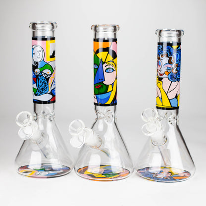 10" Glass Bong With Abstract Art Design_0