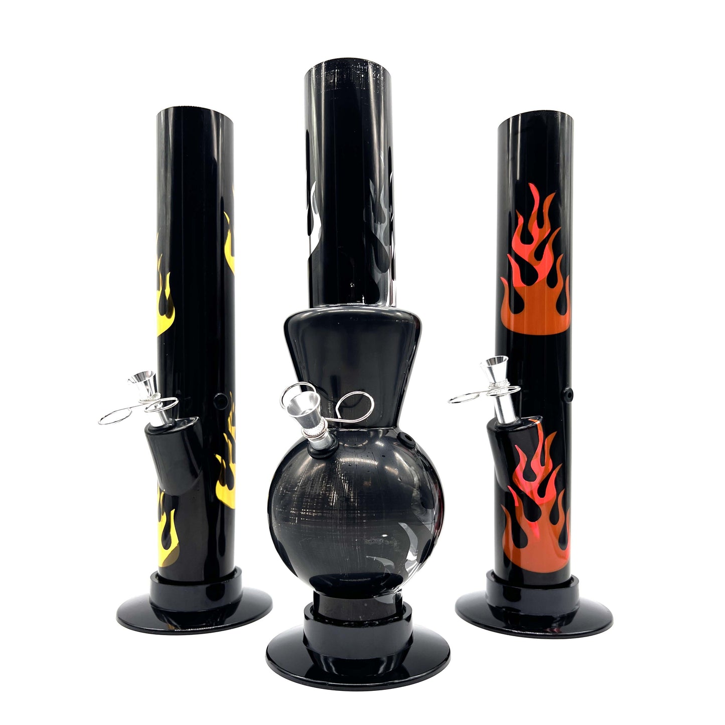 12" BLACK Acrylic Water Pipe Bong  , Assorted Pattern Color ( PIP280 )_0