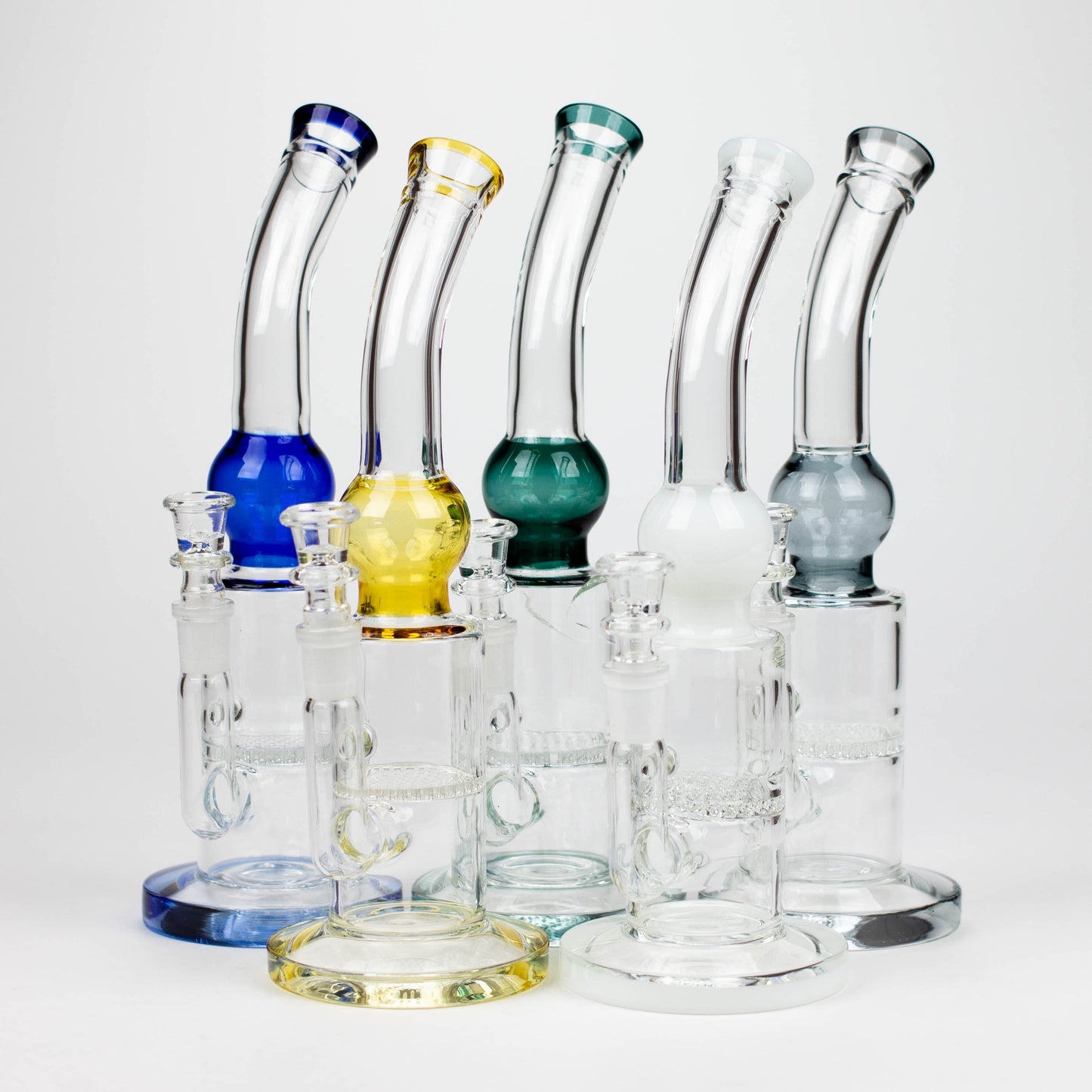 11" Color accented glass bong with honeycomb diffuser_0