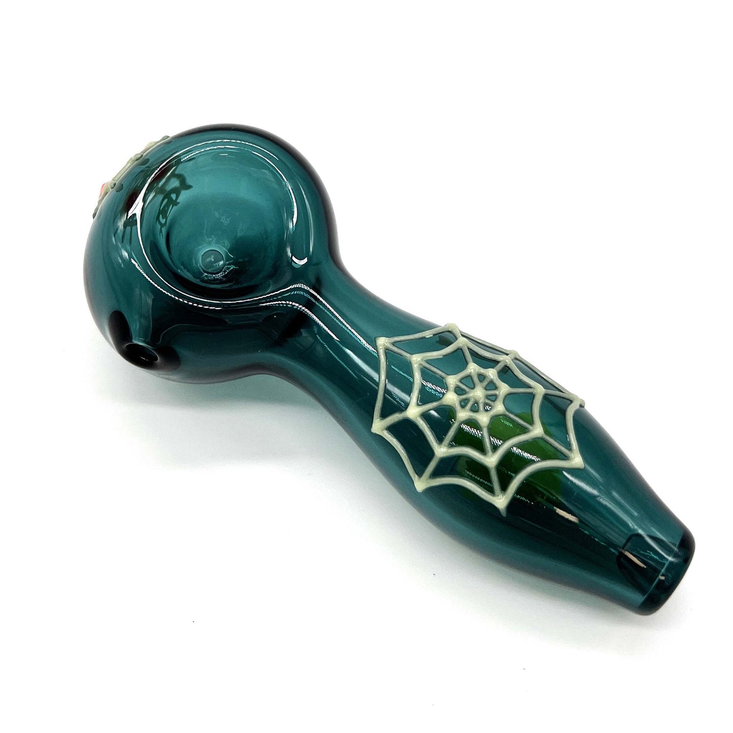 Spider Glow In The Dark Glass Smoking Spoon Hand Pipe_5