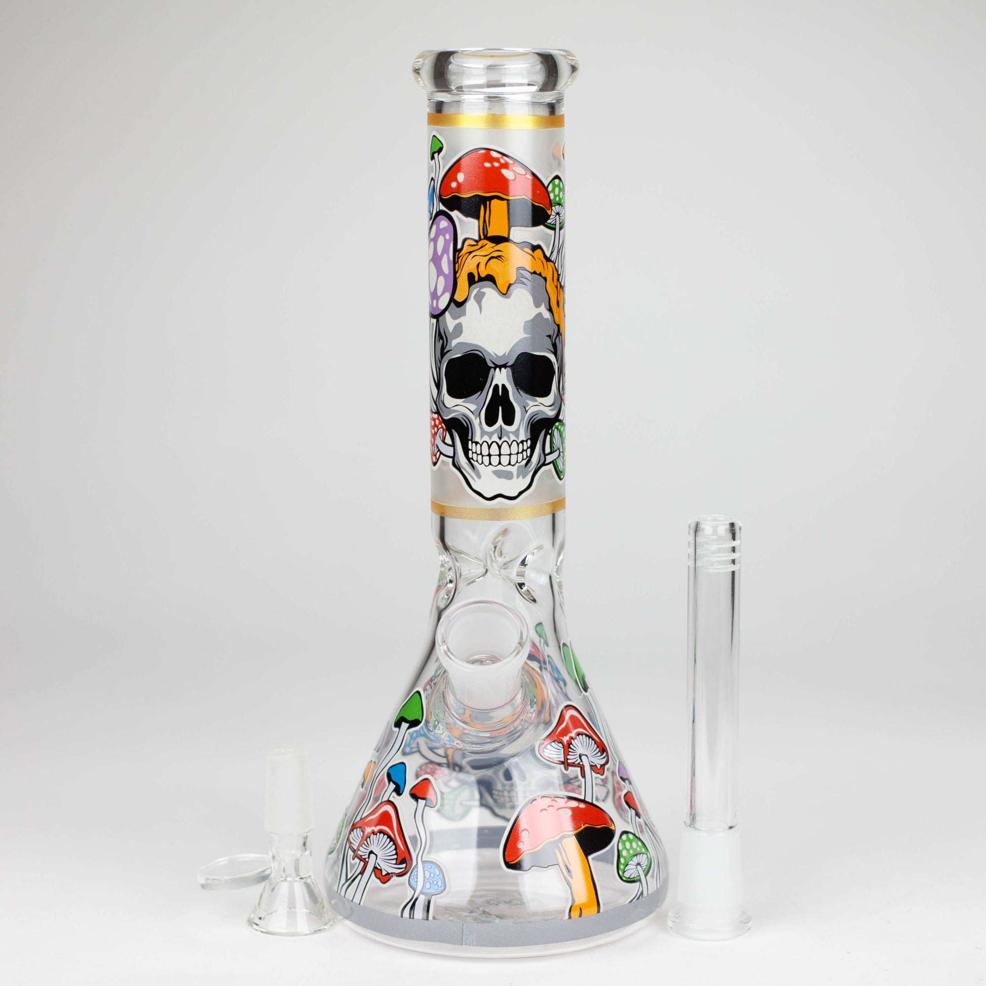 10" Glow in the dark Glass Bong With  Mushroom Skull  Design_5