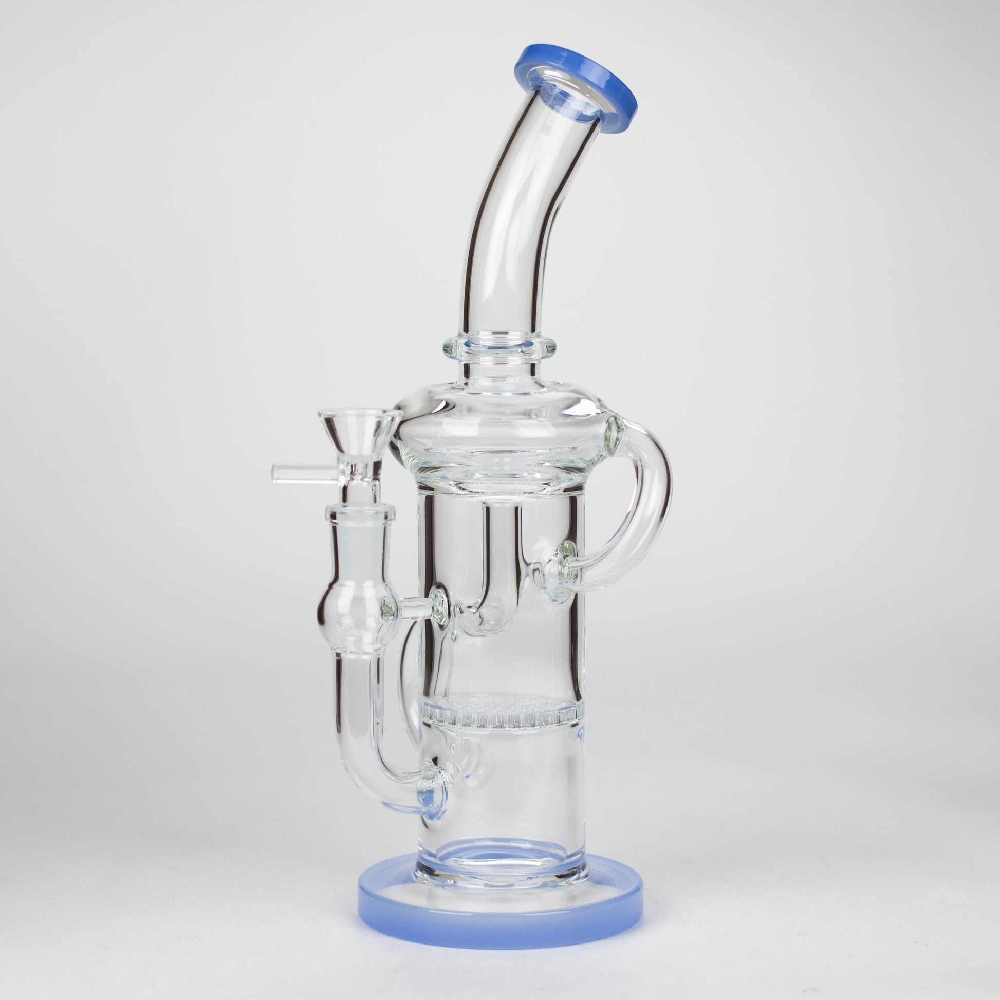 11″ Straight Tube Glass Recycler Bong With Color Base [C1556]_6