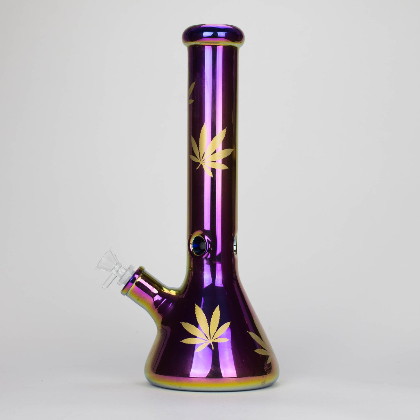 14" Leaf 7mm Glass Bong – Rainbow Oil Slick [AK080]_2