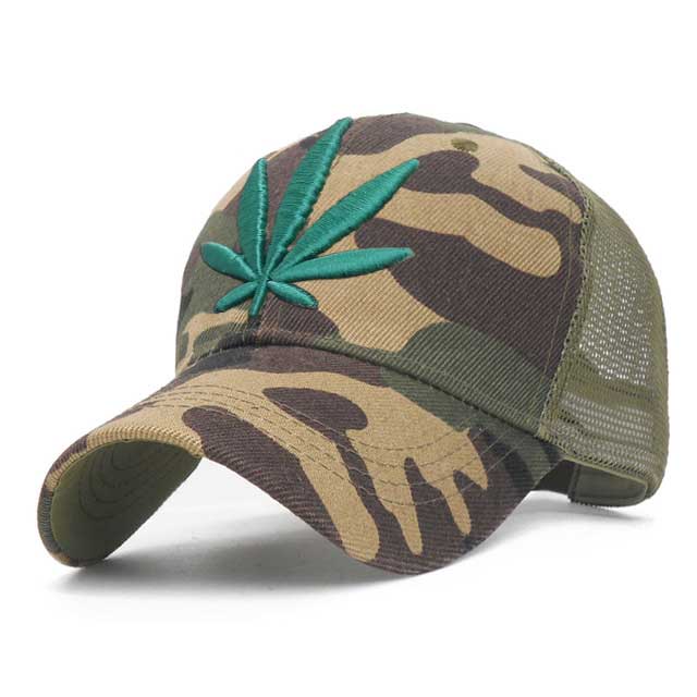 3D Embroidery Weed Baseball Caps 2019 Snapback Hat For Men Women Breathable Mesh Camouflage Dad Hat Casual Cap Truck Hats