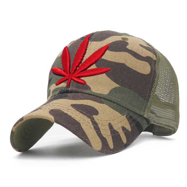 3D Embroidery Weed Baseball Caps 2019 Snapback Hat For Men Women Breathable Mesh Camouflage Dad Hat Casual Cap Truck Hats