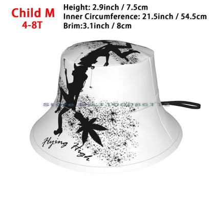 Flying High Witch Bucket Hat Sun Cap Witch Halloween Flying Weed Sexy Smoking Smoke Scary Spider Stars High Chill Dream Beauty