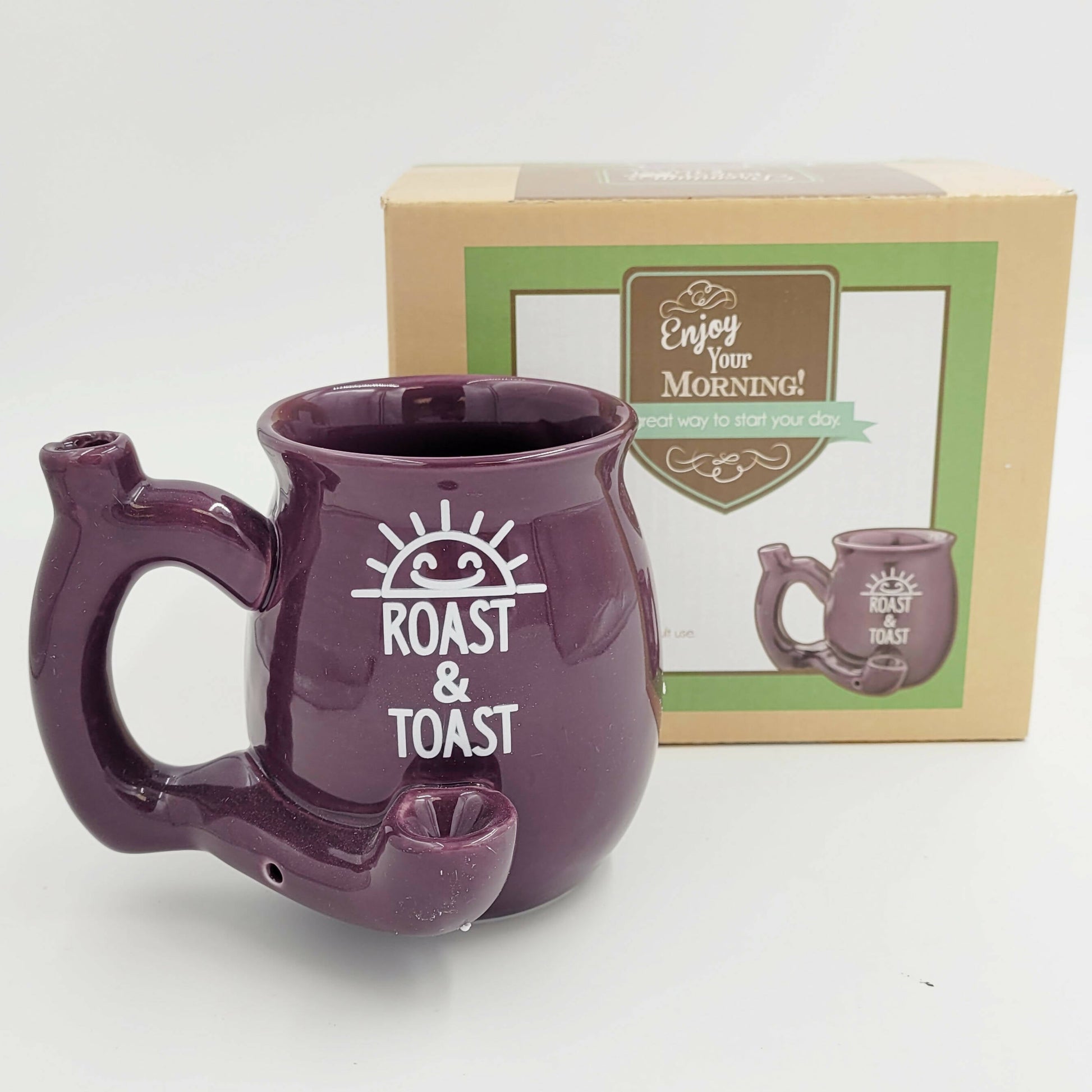 PREMIUM ROAST & TOAST PIPE MUG - SHINY PLUM WITH WHITE PRINT_1