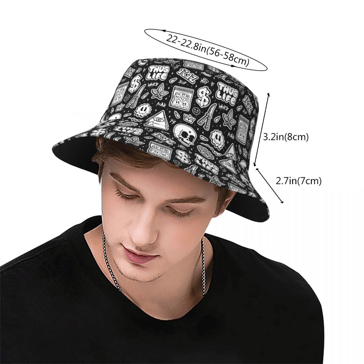 Hot Summer Headwear Thug Life Weed Skull Street Graffiti Style Stuff Bucket Hats Casual Sun Hat Panama Hat Foldable Fishing Cap