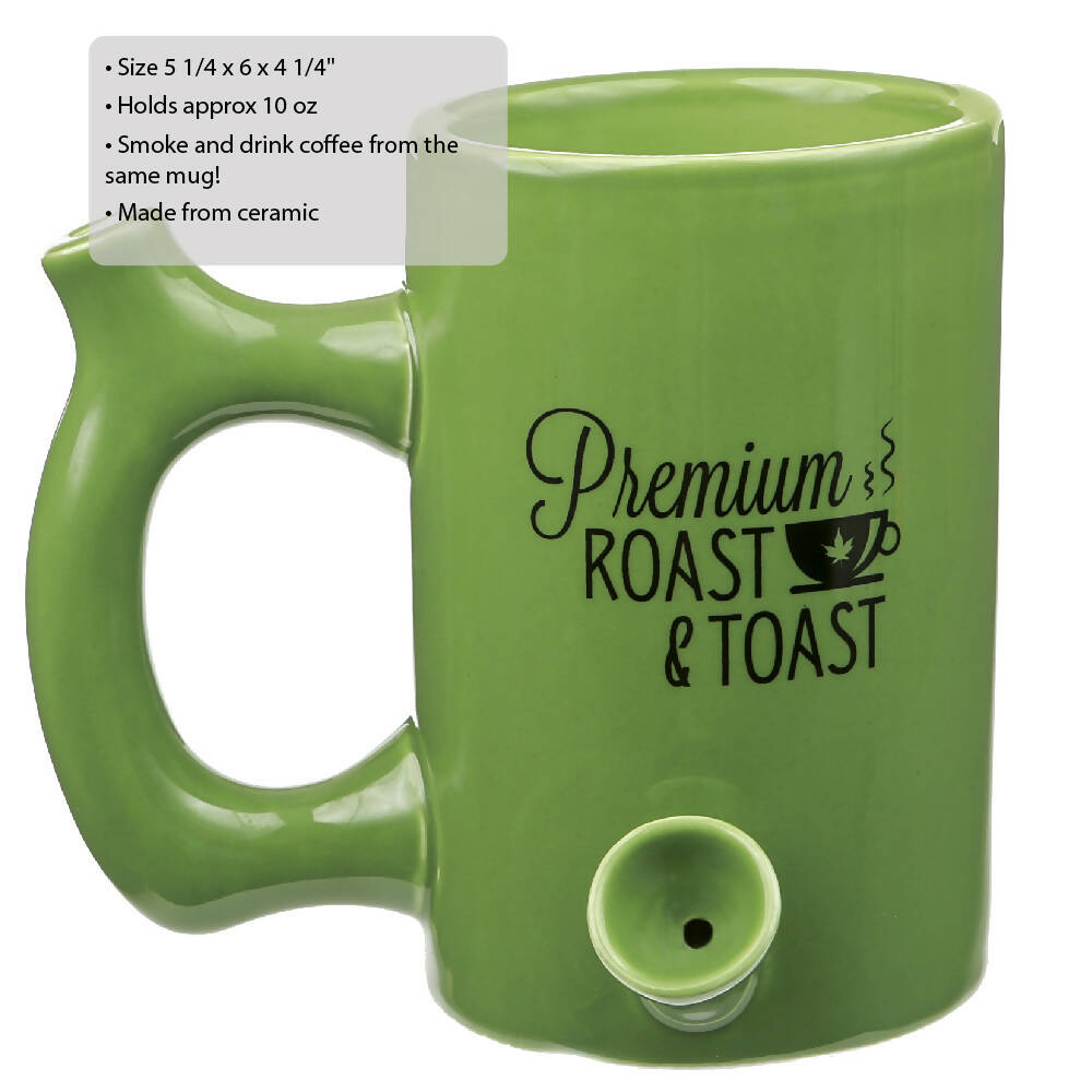 GREEN ROAST & TOAST PIPE MUG WITH BLACK PRINT_1