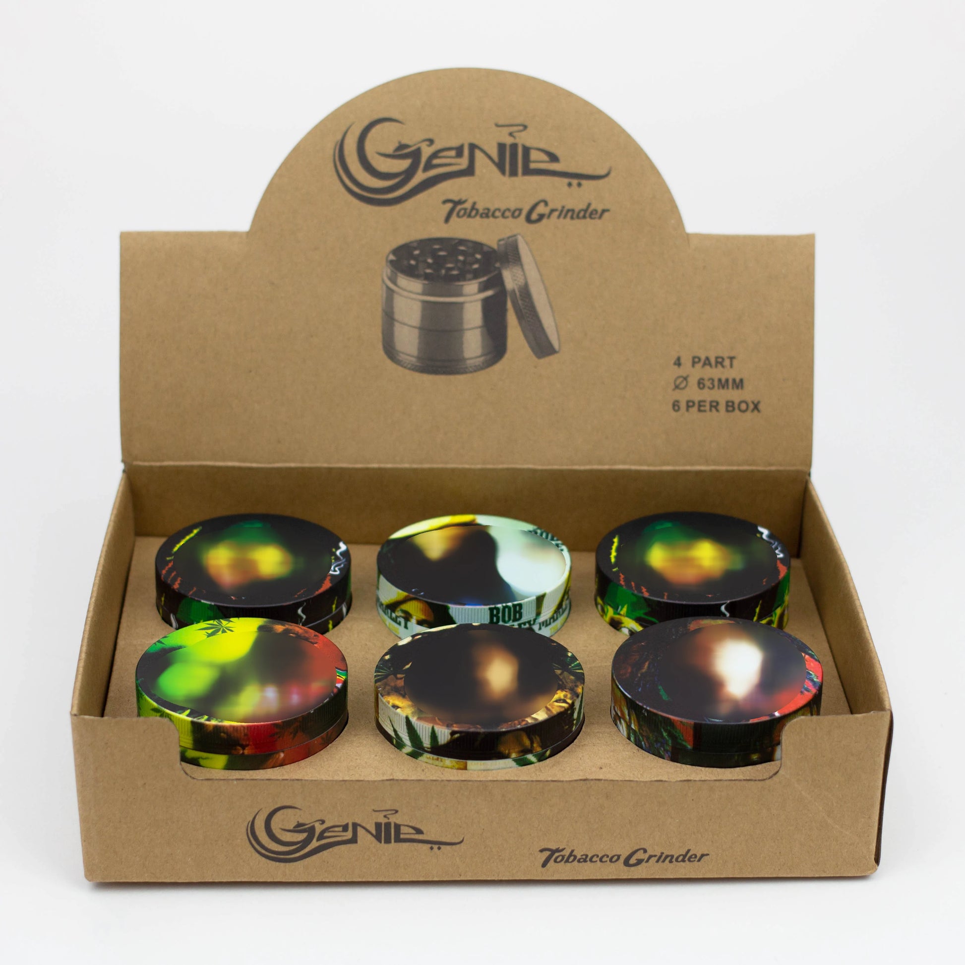 GENIE 4 parts 63 mm Rasta man metal grinder Box of 6 [SSP057]_2