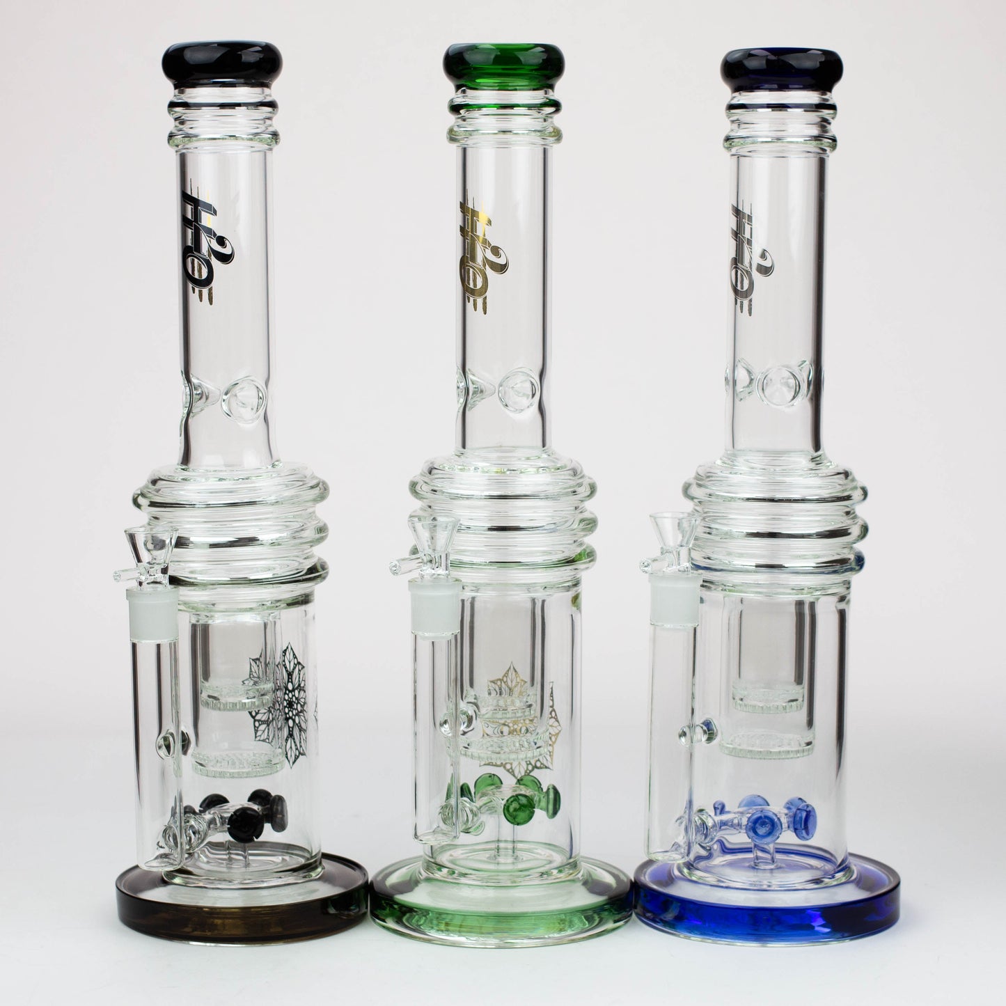 17" H2O glass water bong with double layer honeycomb [H2O-28]_0