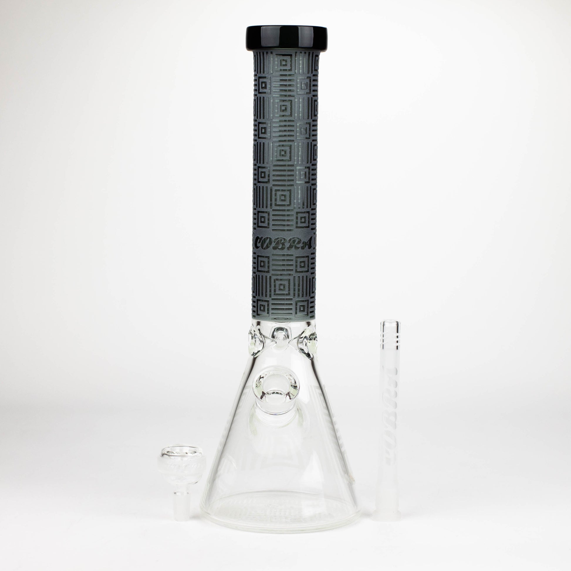 COBRA | 14" sandblasted geometric graphic 7 mm glass bong [YK06]_5