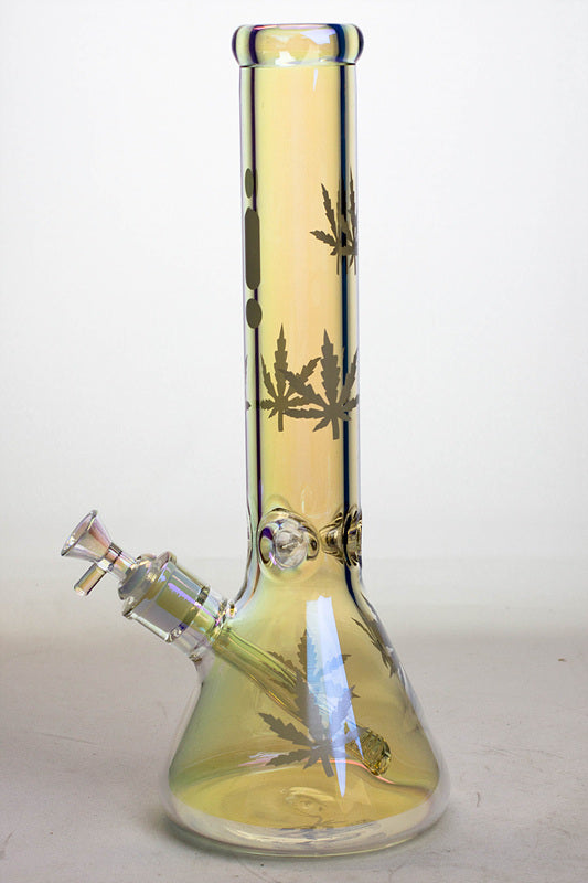 14" Infyniti leaf 7 mm metallic glass water bong_7