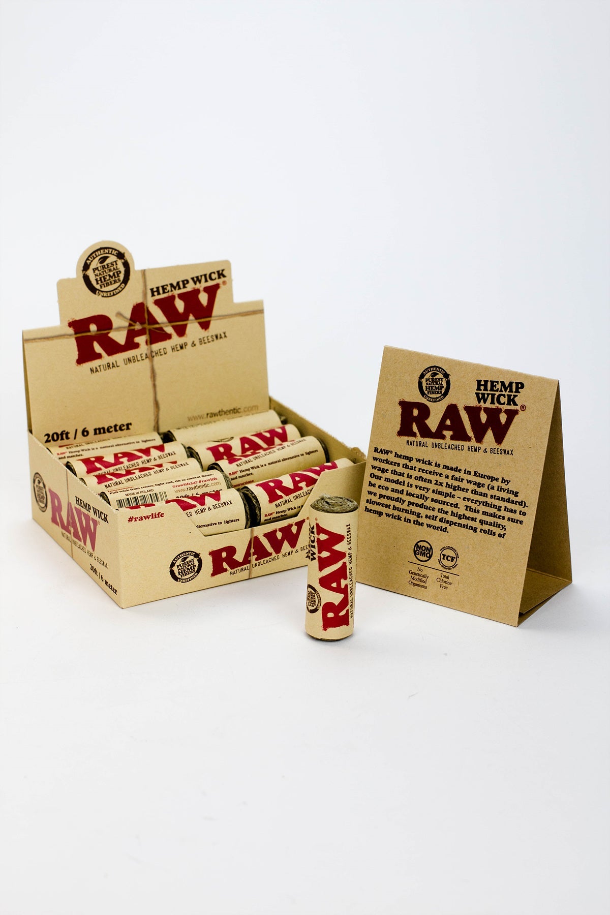 Raw Hemp Wick 20 ft / 6m Display of 20_0