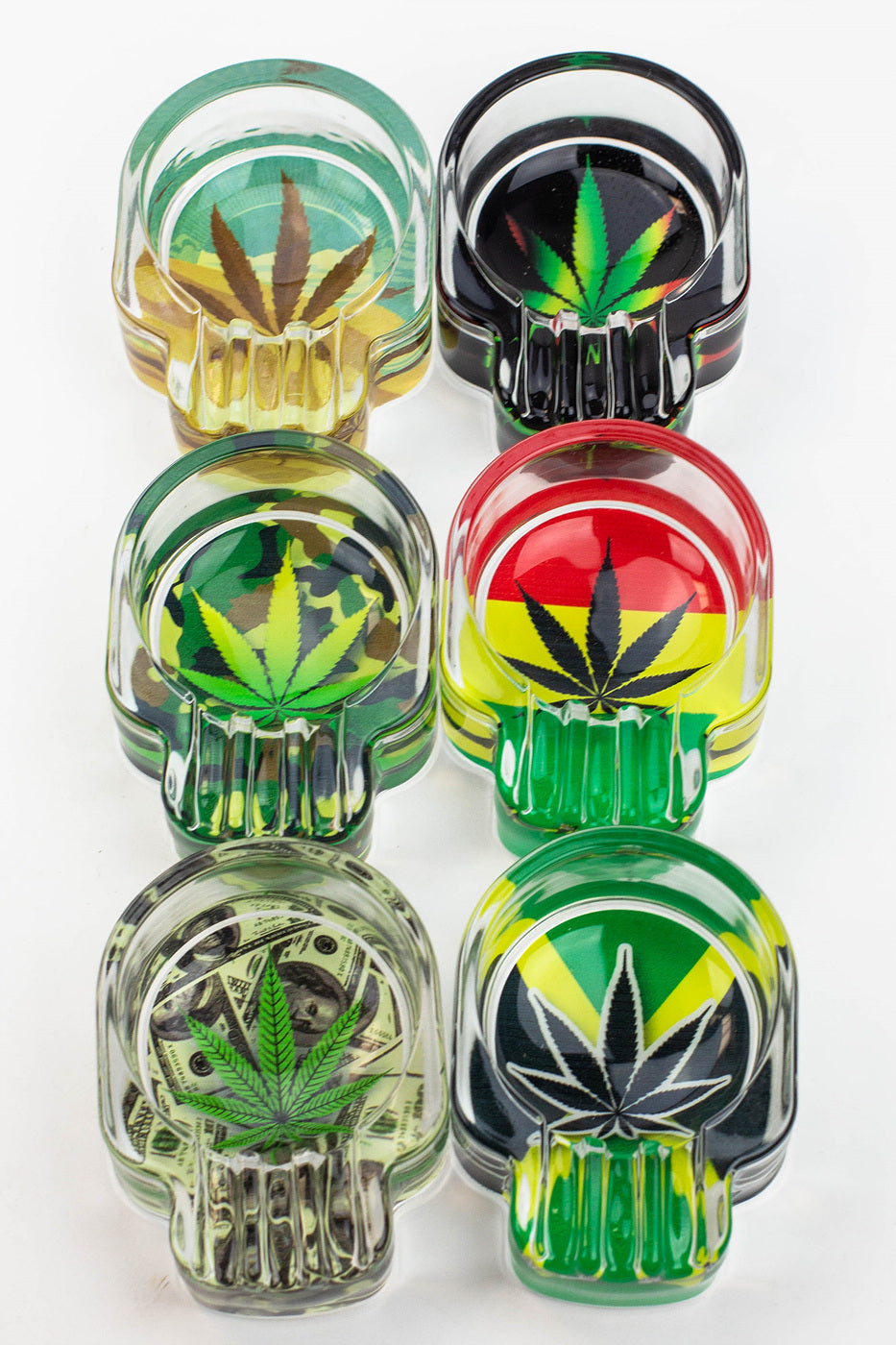 Skull shape glass ashtray Box of 6_9