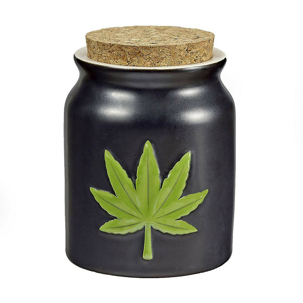 GREEN LEAF STASH JAR - EMBOSSED LEAF_0